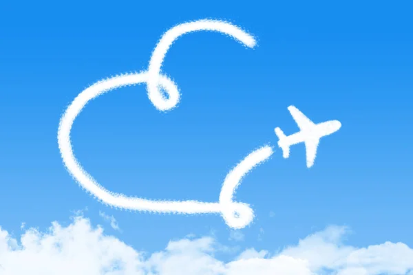 Concepto Nube Amor Nube Forma Avión —  Fotos de Stock
