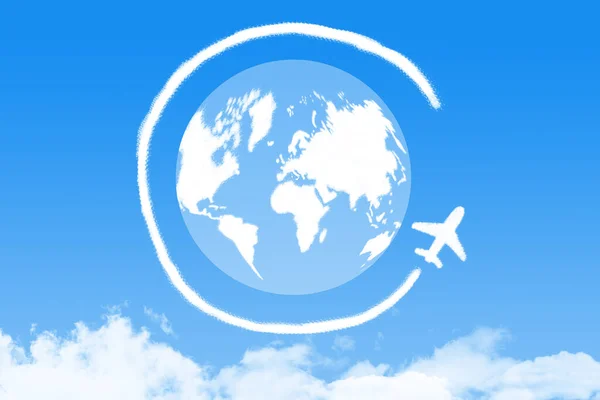 Форма Облака Самолета Всему Миру — стоковое фото