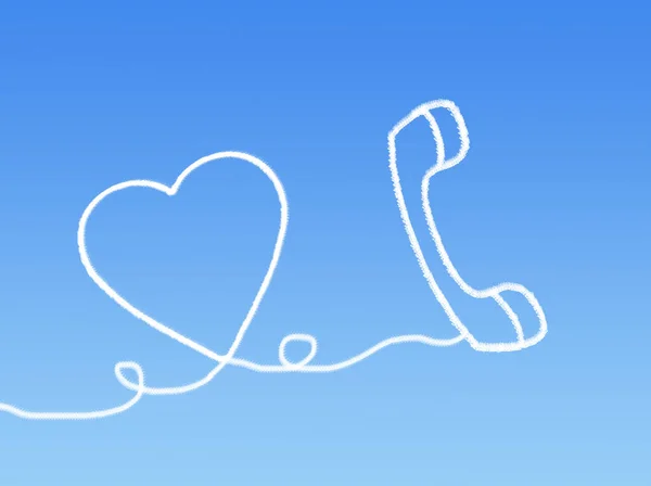 Forme Téléphone Nuage Avec Amour Pour Saint Valentin — Photo