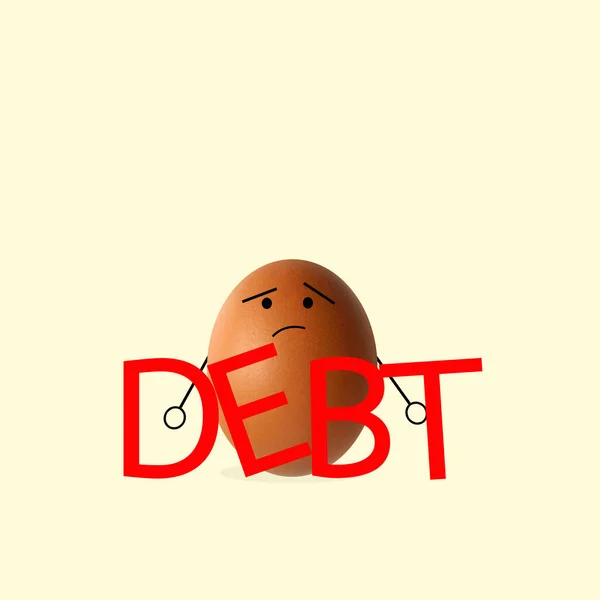 卵と黄色の背景の負債は — ストック写真