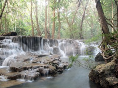 şelale çevresinde akan su ile