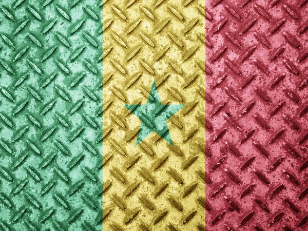 Senegalesische Flagge auf Grunge-Wand — Stockfoto