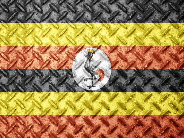 Ugandas Flagge an der Grunge-Wand — Stockfoto