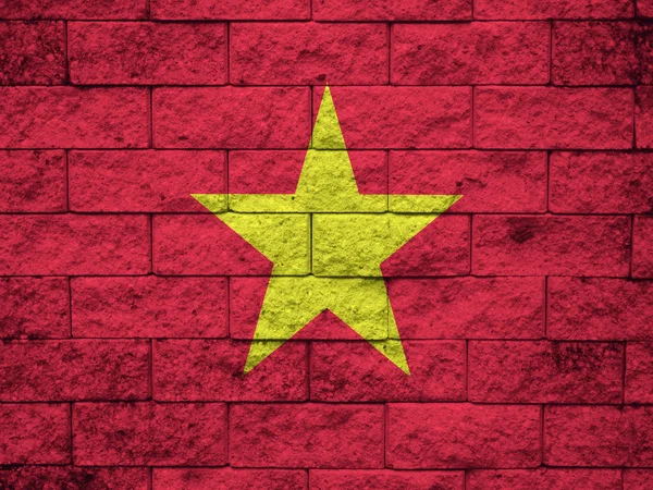 Vietnam flag on the brick wall — Stock Photo, Image