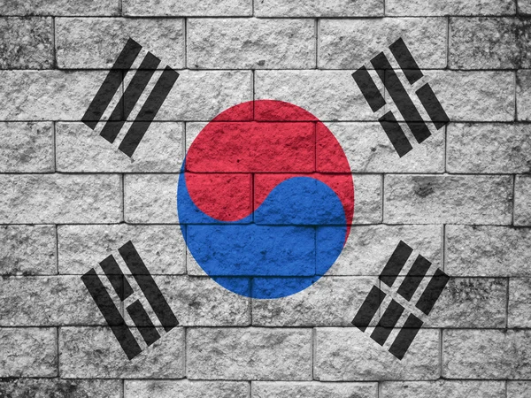 Corea del Sur, bandera coreana sobre fondo texturizado de pared —  Fotos de Stock