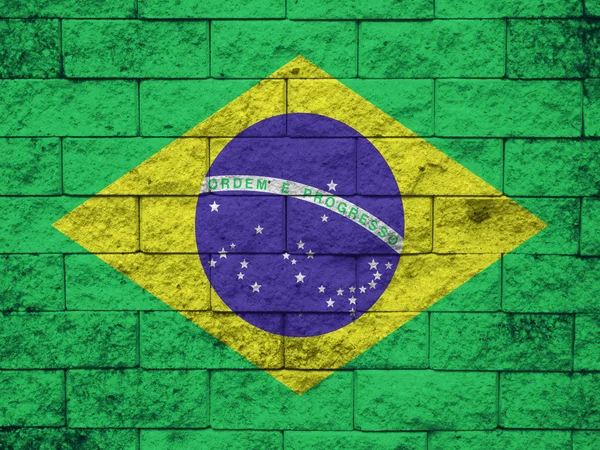 Узор бразильского флага на бетонной стене — стоковое фото