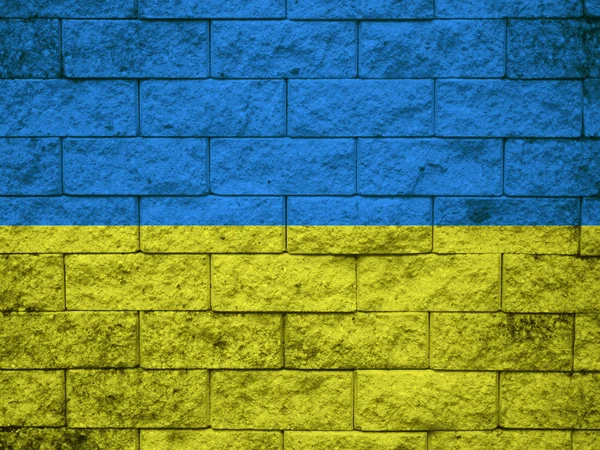 Ukrainische Flagge an der Wand — Stockfoto