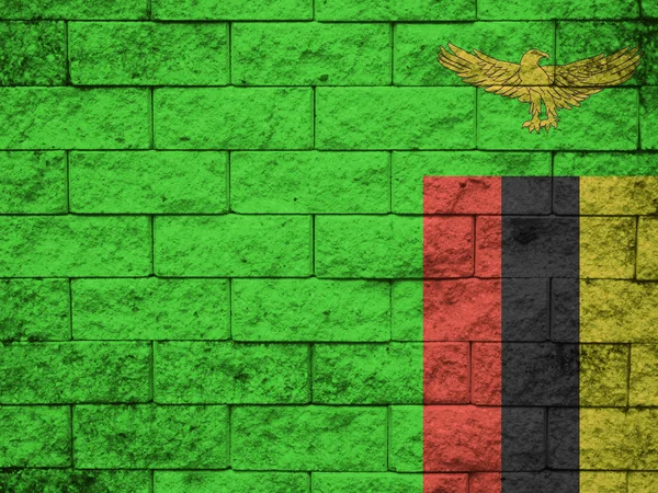 Dinding dengan lukisan bendera terisolasi, Zambia — Stok Foto