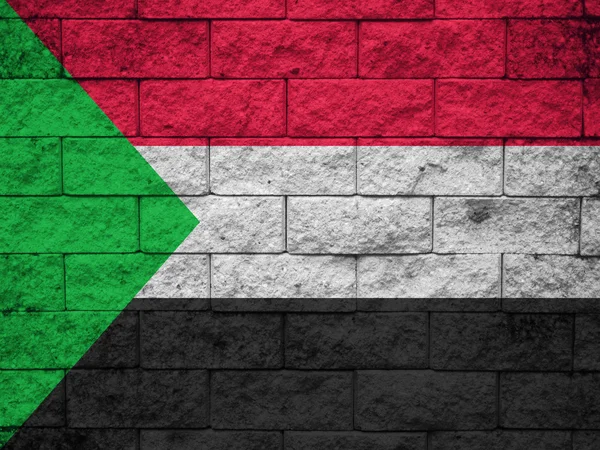 Sudan Bandeira na textura da parede — Fotografia de Stock