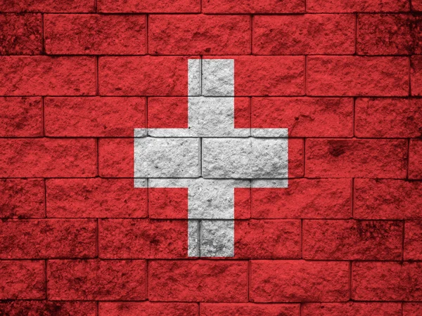 Switzerland Drapeau sur la texture du mur — Photo