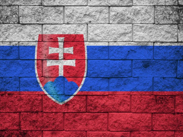 Slovakia Flag painted on grunge wall — Stock Photo, Image