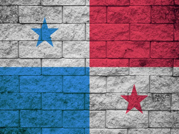 Panama vlajky maloval na zdi grunge — Stock fotografie