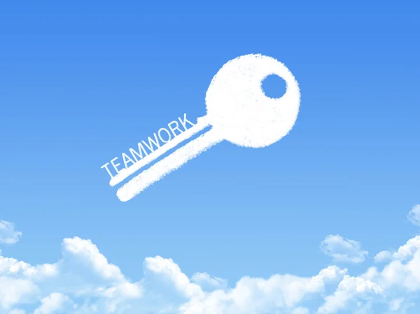 Chave para a forma de nuvem de trabalho em equipe — Fotografia de Stock