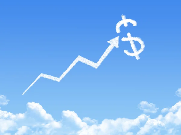Növekedési folyamatban grafikon felhő-nyílalakzatokat — Stock Fotó