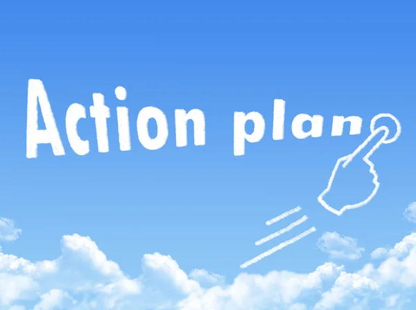 Action plan meddelande moln form — Stockfoto