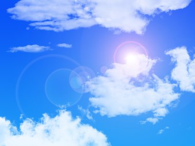 Bulutlu ve güneşli mavi gökyüzü