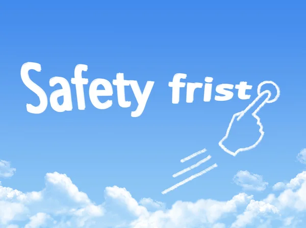 Biztonság első üzenet felhő-alakzat — Stock Fotó