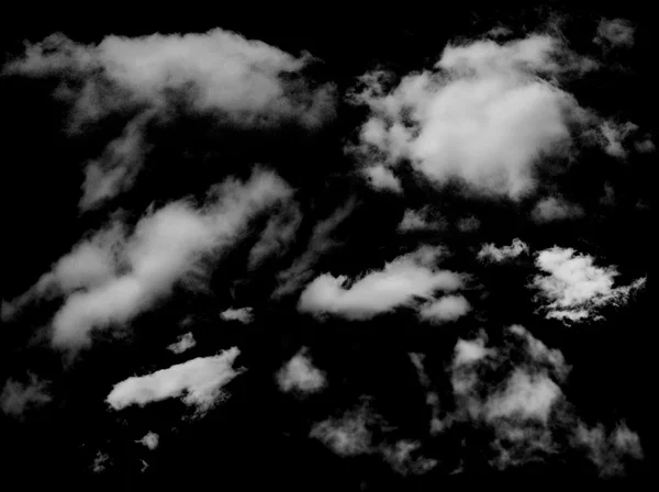 Set of isolated clouds over black — Stock Photo, Image