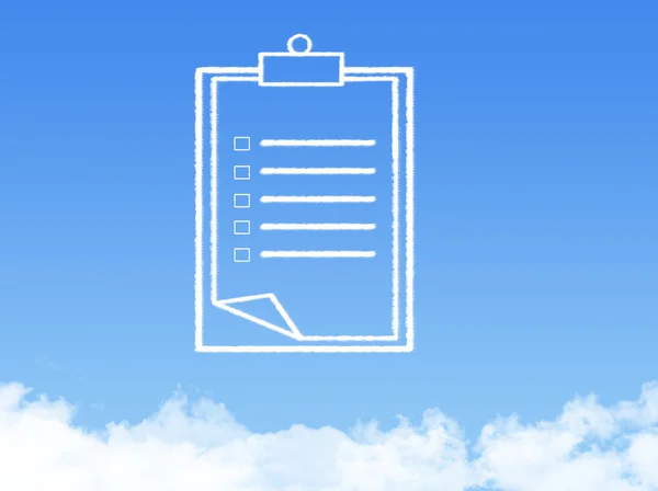 Not defteri kağıt belge bulut şekli — Stok fotoğraf
