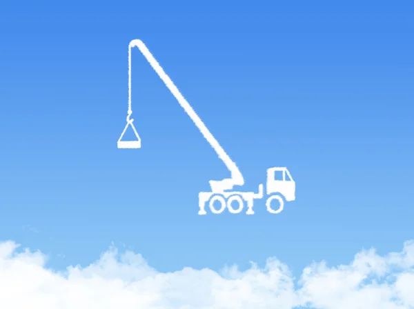 Concepto Forma de nube que muestra una grúa tirando de la última barra en un gráfico hacia arriba — Foto de Stock