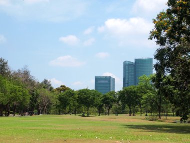 Bangkok, Tayland - 30 Mart 2014: Sorn Rod Fai Park görünümünü Tay başkentin şehir merkezinde.