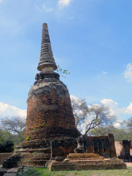 在 wat chaiwattanaram 寺，大城府，泰国宝塔 — 图库照片