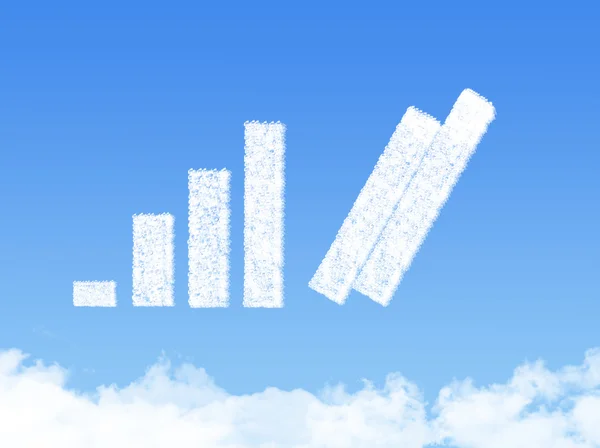 Cloud concept of crisis with unstable statistic bars — Stock Photo, Image