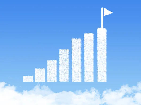 Gráfico de barras de nuvem. Sucesso no conceito de negócio — Fotografia de Stock