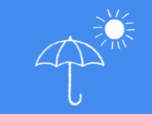 Солнце и зонтик в форме облаков — стоковое фото