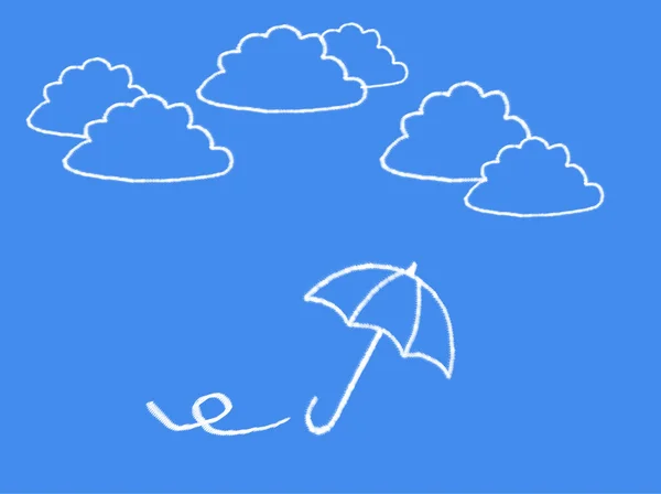 Nuages et parapluie en forme de nuages — Photo