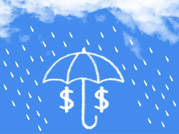 Şemsiye bulut şekil altında dolar — Stok fotoğraf
