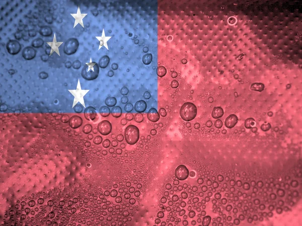 Wassertropfen auf Samoa-Flagge Hintergrund — Stockfoto