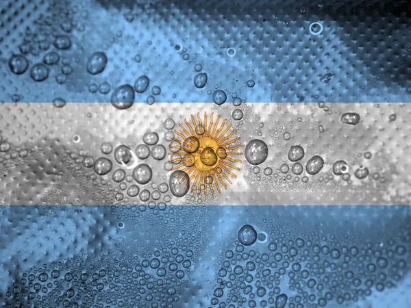 Gouttes d'eau sur fond drapeau argentin — Photo