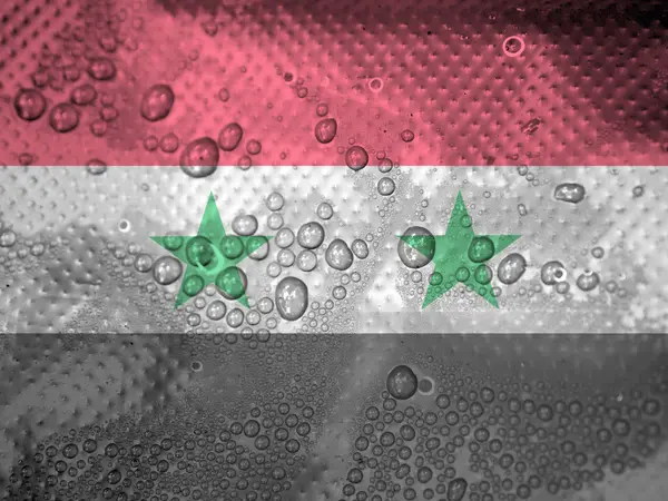 Water druppels op Syrië vlag achtergrond — Stockfoto