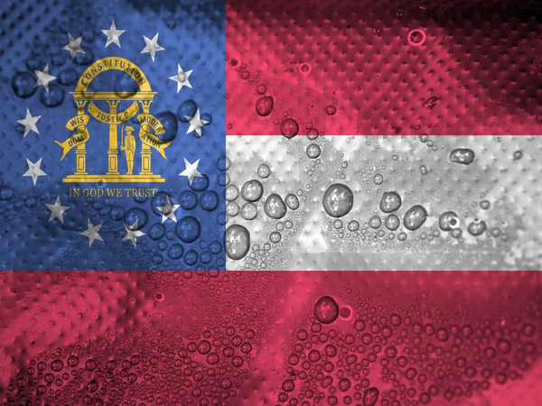 Water drops on Georgia State flag background — Stock Photo, Image