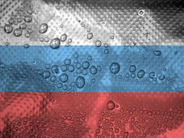 Krople wody na tle Flaga Rosji — Zdjęcie stockowe