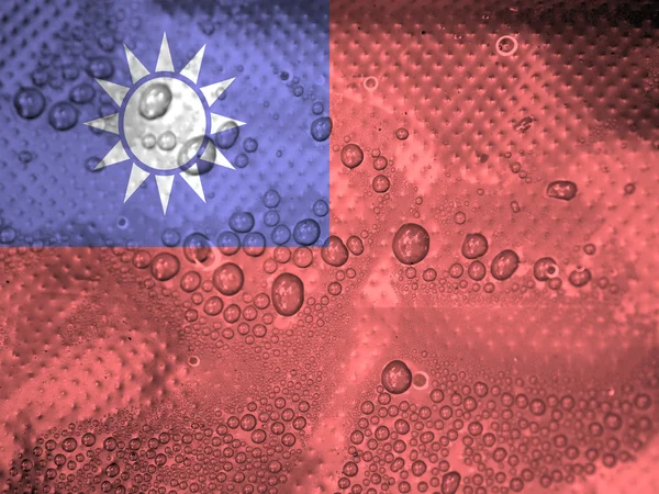 Water druppels op Taiwan vlag achtergrond — Stockfoto