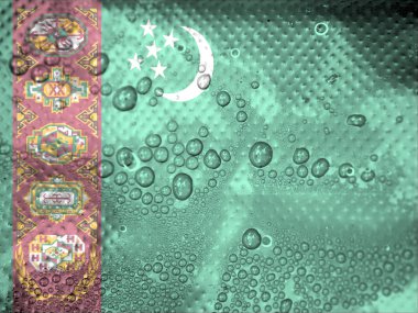 Türkmenistan bayrağı arka üzerinde su damlaları