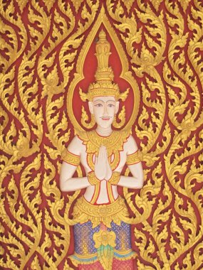 Tayland desen buddhistic tapınağın duvarlarında