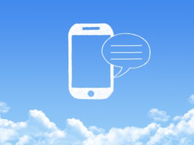 telefon bulut şeklin üzerindeki mavi gökyüzü
