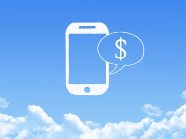 telefon bulut şeklin üzerindeki mavi gökyüzü