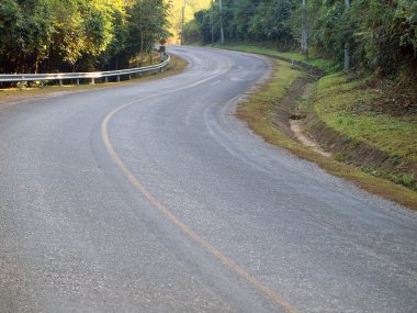 eğri asfalt yol görünümü