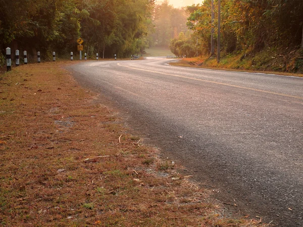 Curve asfalt weg-weergave — Stockfoto