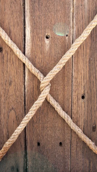 Wood background with rope — Stock Photo, Image