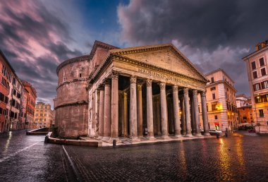 Piazza della rotonda ve pantheon sabah, Roma, İtalya