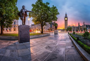 Panorama of Parliament Square and Queen Elizabeth Tower in Londo clipart