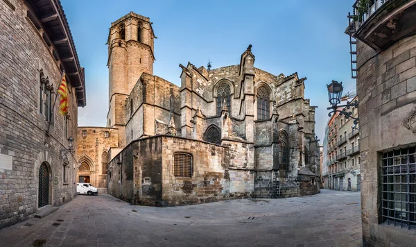 Panorama van de kathedraal van de Heilige Kruis en Saint Eulalia, weergeven — Stockfoto