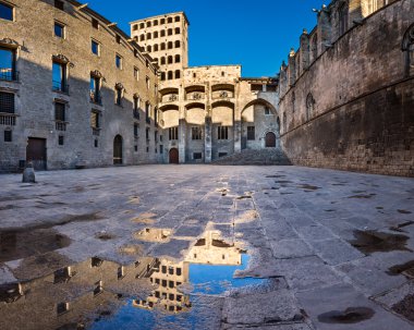 Placa del Rei ve Palau Reial büyük Barcelona, Catalynia, kaplıcada
