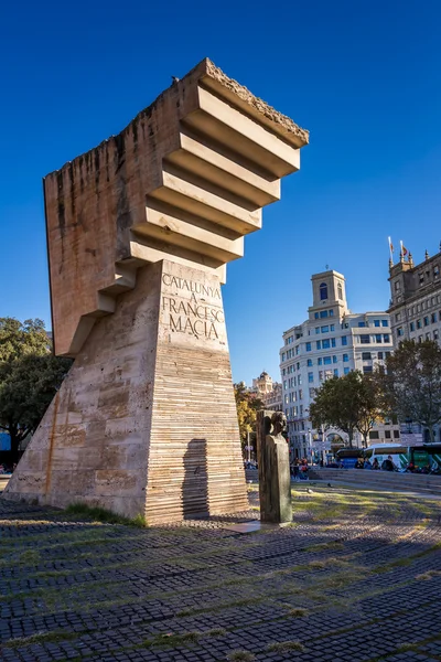 Francesc macia denkmal auf der placa de catalunya, barcelona, spanien — Stockfoto