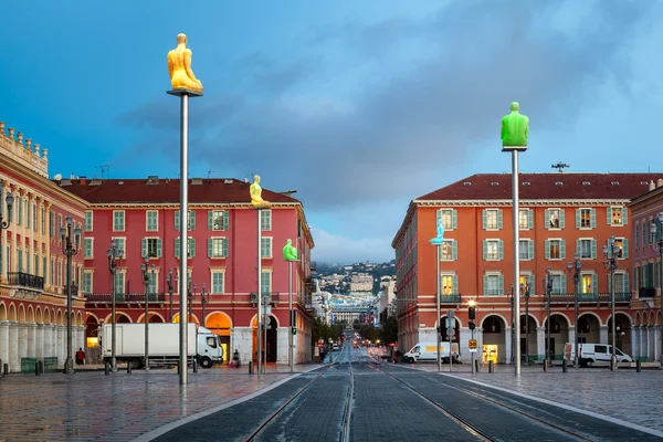 Massena plaats in de ochtend, Nice, Frankrijk — Stockfoto